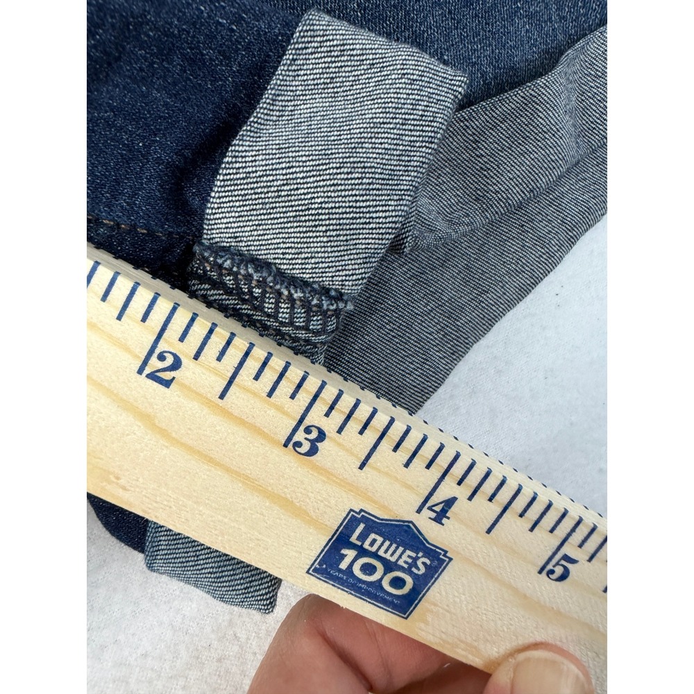Express Denim Shorts Womens Size 4 Blue Midi High Rise Stretch‎ Cuffed Dark Wash - Picture 7 of 8